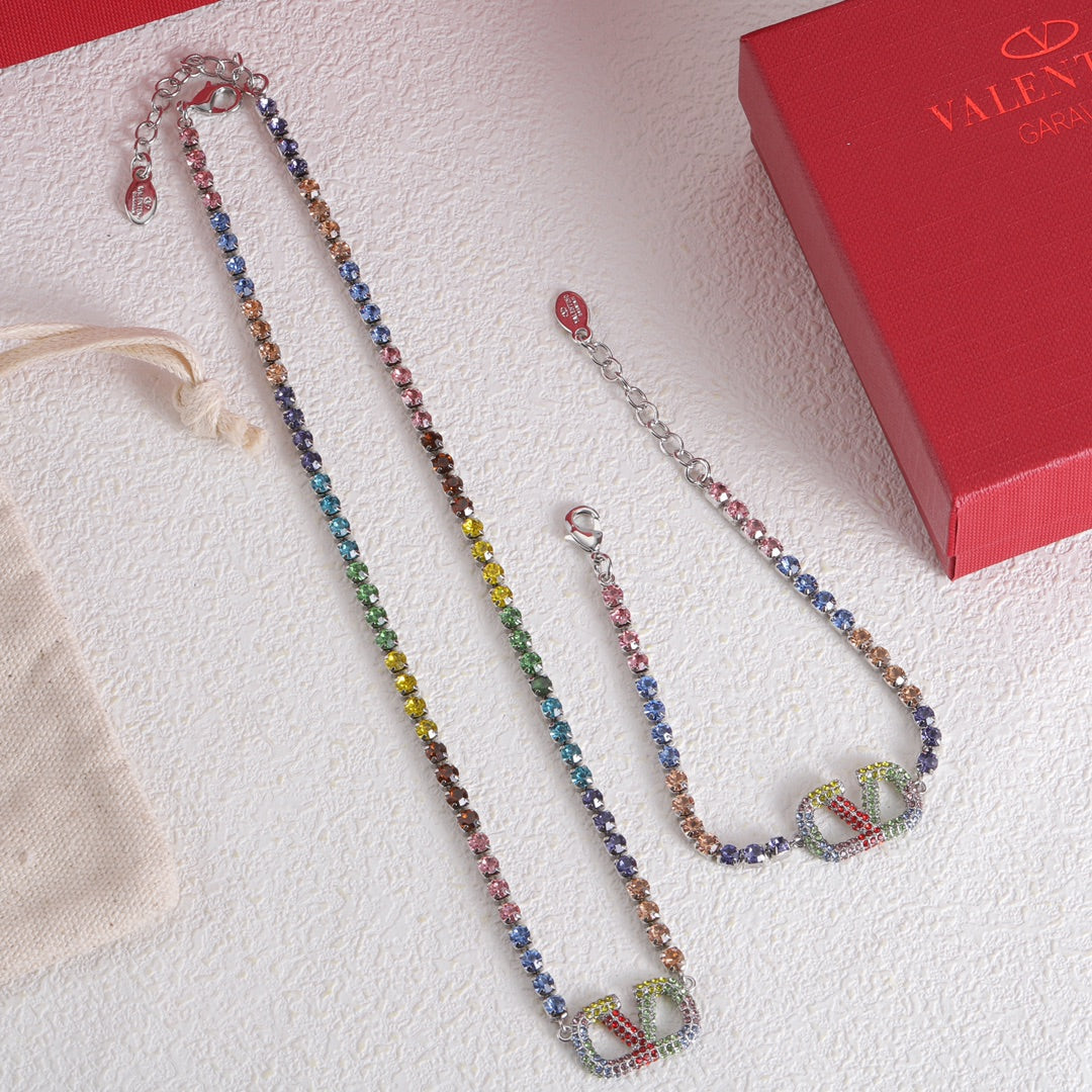 Valentino Multi-Color Crystals 18K Gold Necklace product image 5, provided for visual reference and product detail review