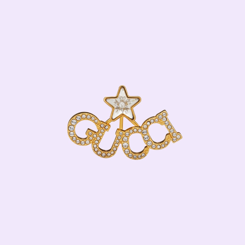 Gucci Double Script Star 18K Gold Earrings product image 1, provided for visual reference and product detail review