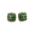 Chanel Green Square 18K Gold Earrings product image 1, provided for visual reference and product detail review