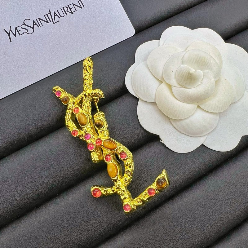 YSL Crystal 18K Gold Brooch product image 3, provided for visual reference and product detail review
