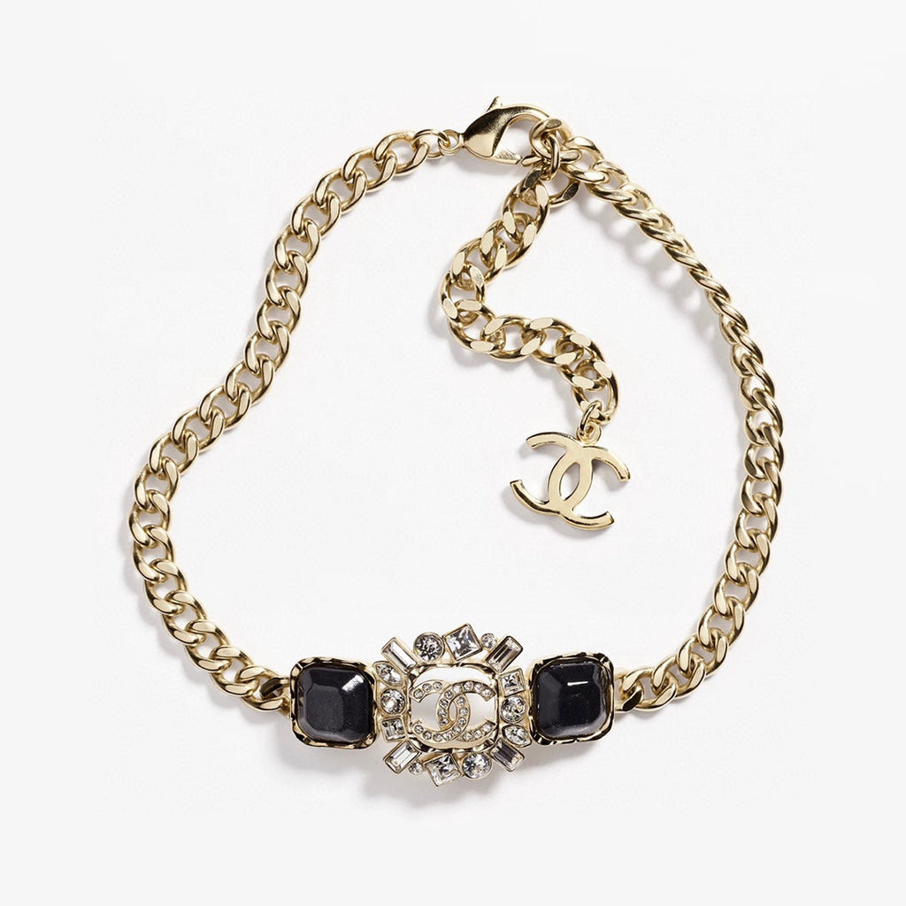 Chanel Black Crystals Chain 18K Gold Necklace product image 1, provided for visual reference and product detail review