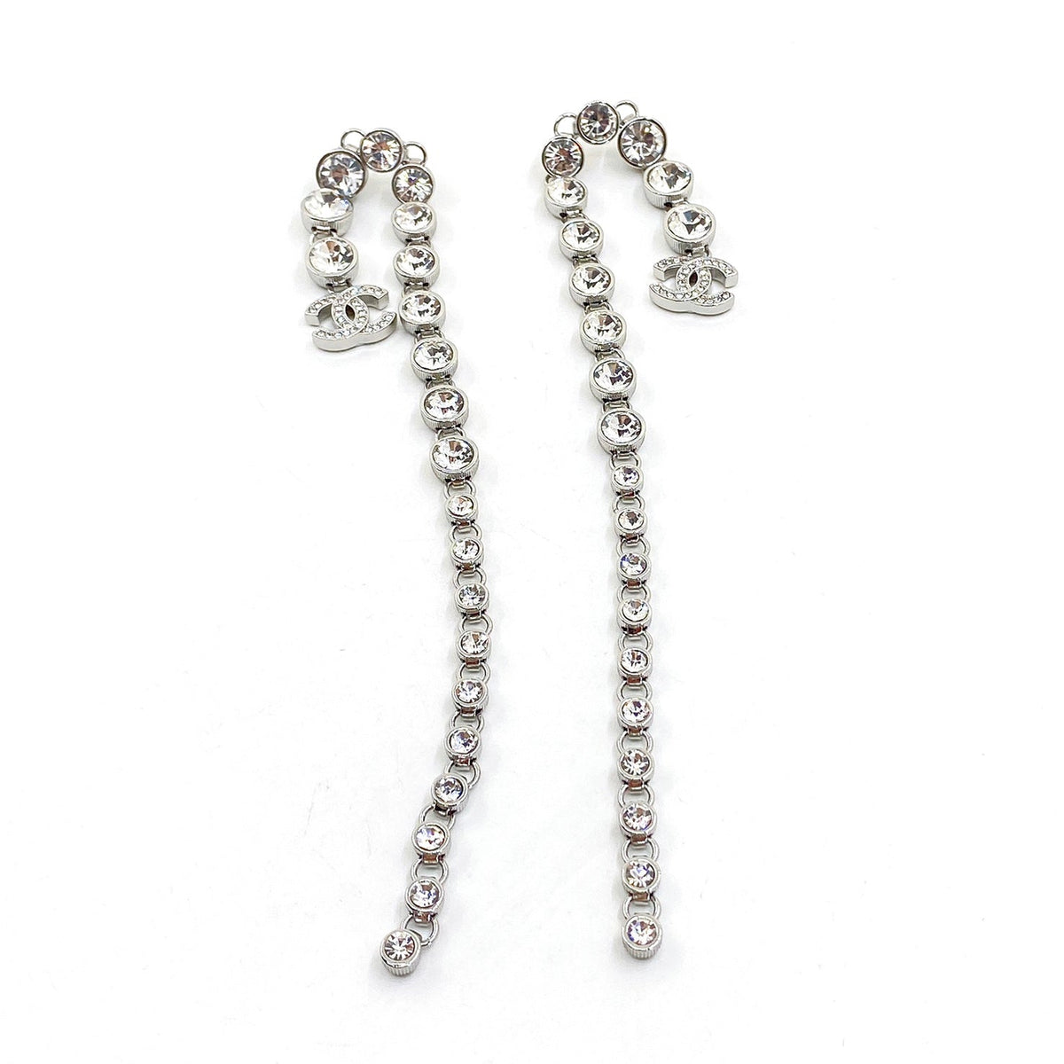 Chanel Long Crystal 18K Gold Earrings product image 1, provided for visual reference and product detail review