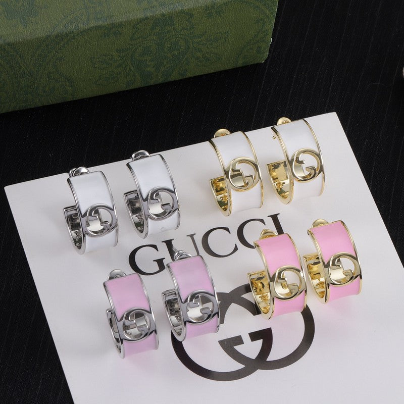Gucci Double Color Enamel 18K Gold Earrings product image 1, provided for visual reference and product detail review