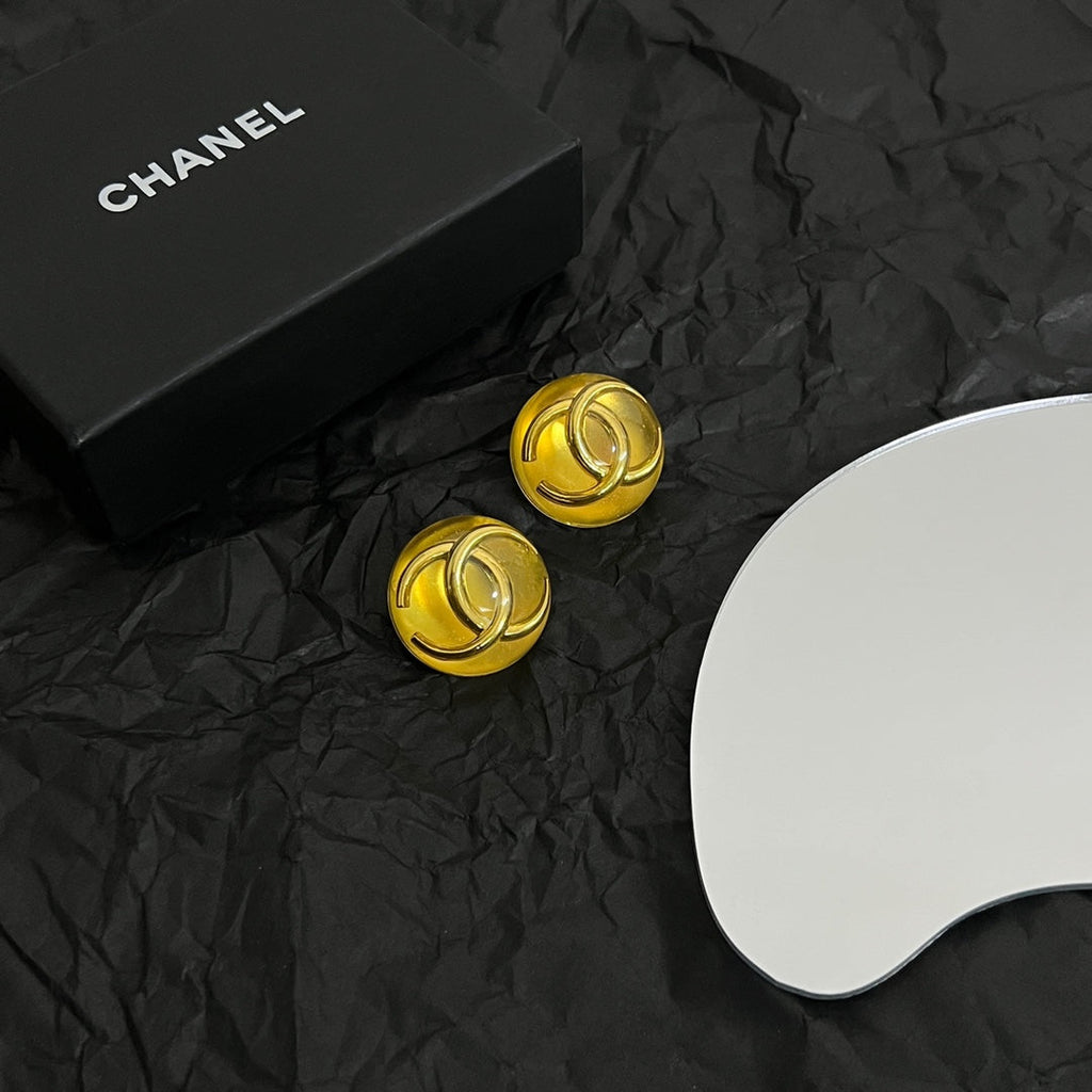 Chanel Vintage Yellow Crystal 18K Gold Earrings product image 4, provided for visual reference and product detail review