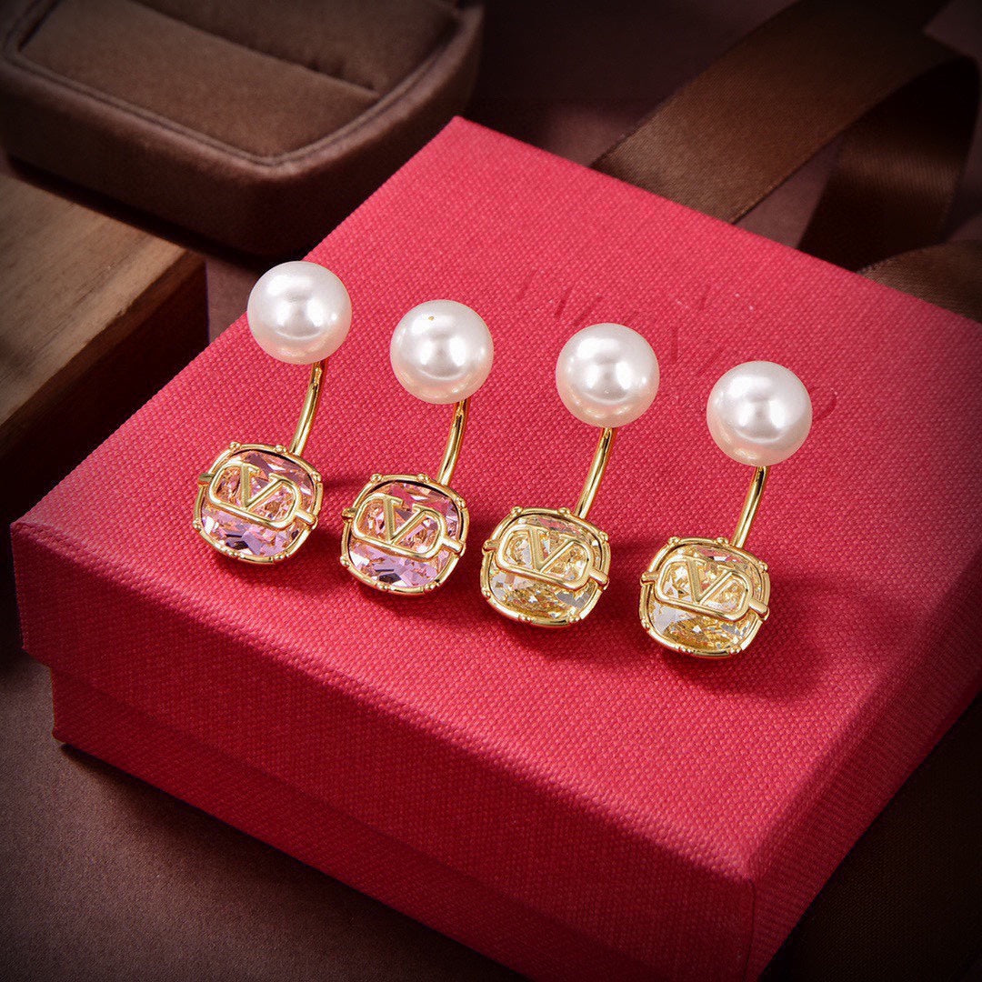Valentino Crystal 18K Gold Earrings product image 3, provided for visual reference and product detail review
