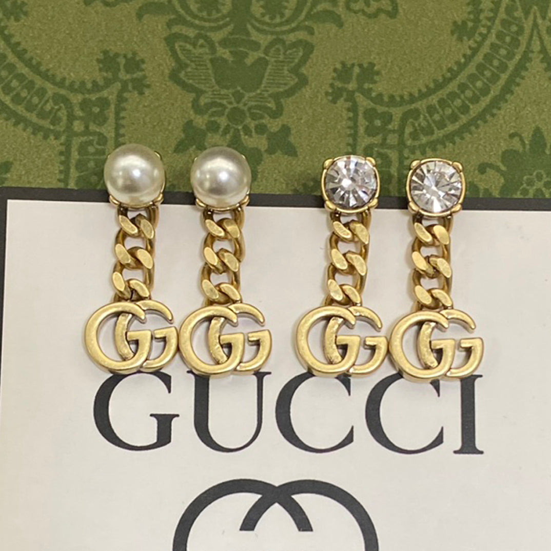 Gucci Double Chain 18K Gold Earrings product image 1, provided for visual reference and product detail review