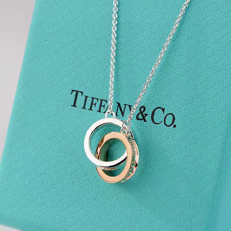 Tiffany 1837 Interlocking Circles Pendant 18K Gold Necklace product image 3, provided for visual reference and product
