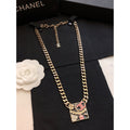 Chanel Pink Logo Chain 18K Gold Necklace product image 1, provided for visual reference and product detail review