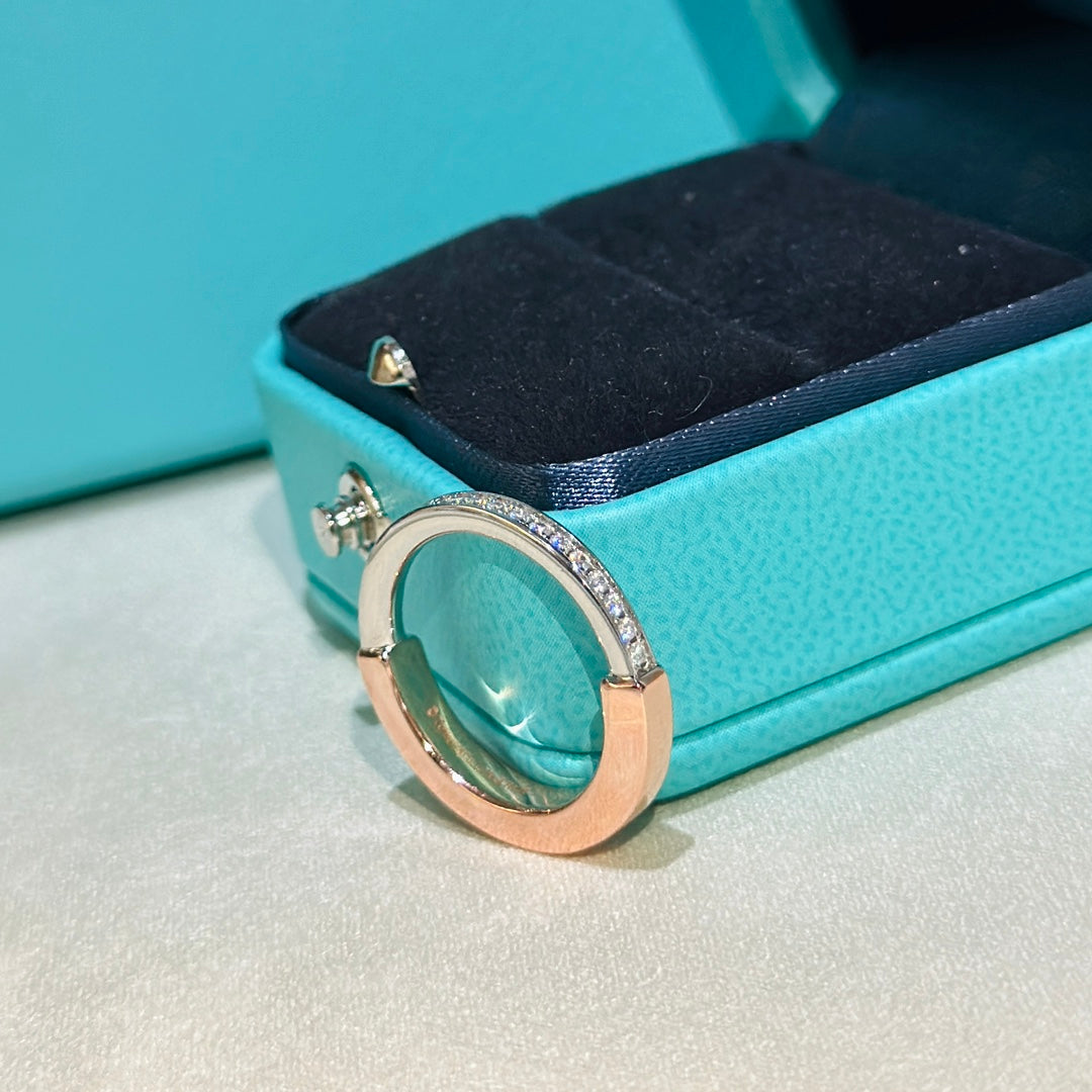 Tiffany Lock Diamond 18K Rose Gold Ring product image 6, provided for visual reference and product detail review