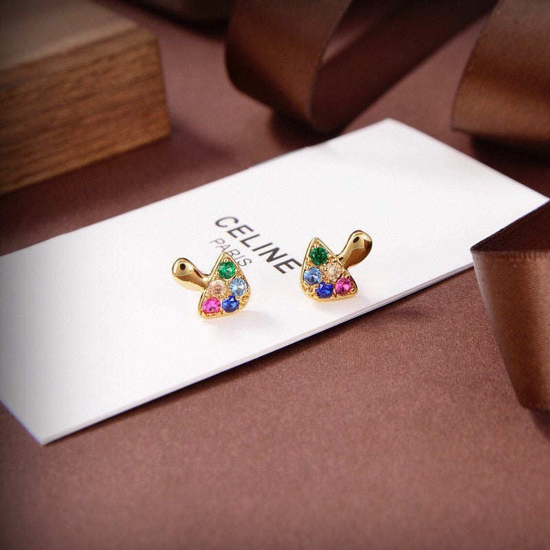 Celine Colorful Mushroom 18K Gold Earrings product image 2, provided for visual reference and product detail review