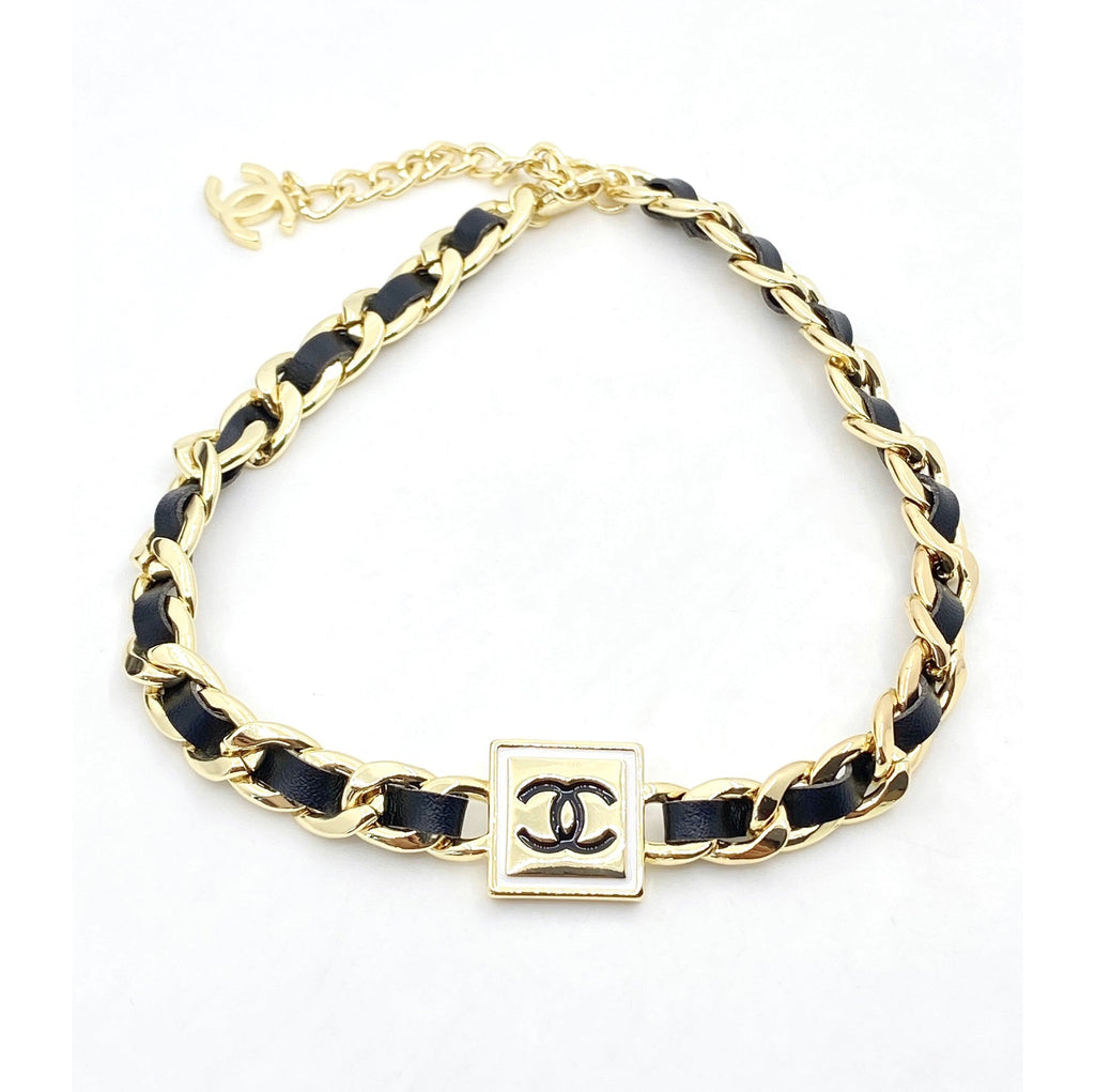 Chanel Leather 18K Gold Necklace product image 1, provided for visual reference and product detail review