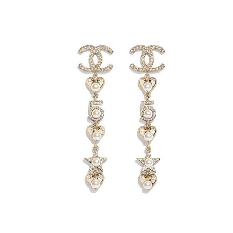 Chanel No.5 Long 18K Gold Earrings product image 1, provided for visual reference and product detail review