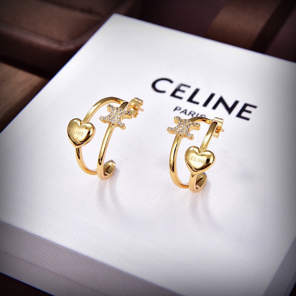 Celine Heart 18K Gold Earrings product image 1, provided for visual reference and product detail review