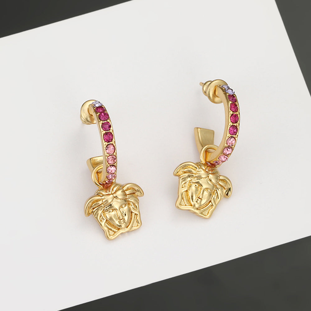 Ver Pink Crystals 18K Gold Earrings product image 1, provided for visual reference and product detail review