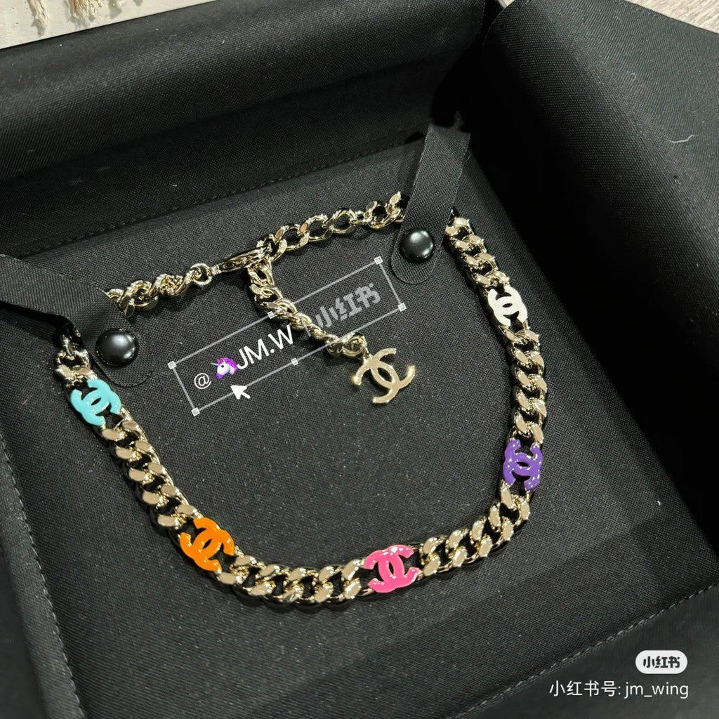 Chanel Color Logo Chain 18K Gold Necklace product image 3, provided for visual reference and product detail review