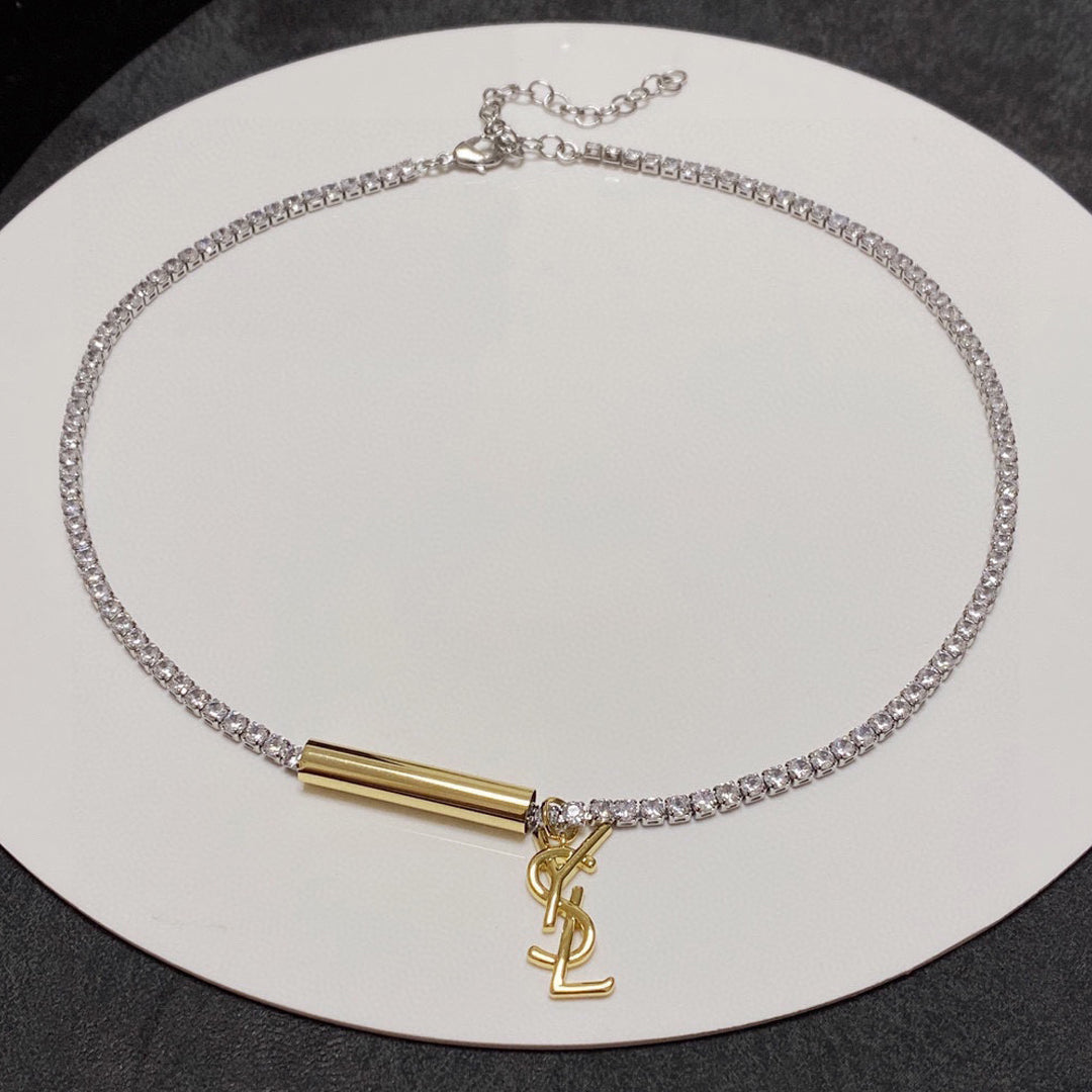 YSL Chain Diamond 18K Gold Necklace product image 1, provided for visual reference and product detail review