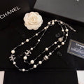 Chanel Long Black Pearl 18K Gold Necklace product image 1, provided for visual reference and product detail review