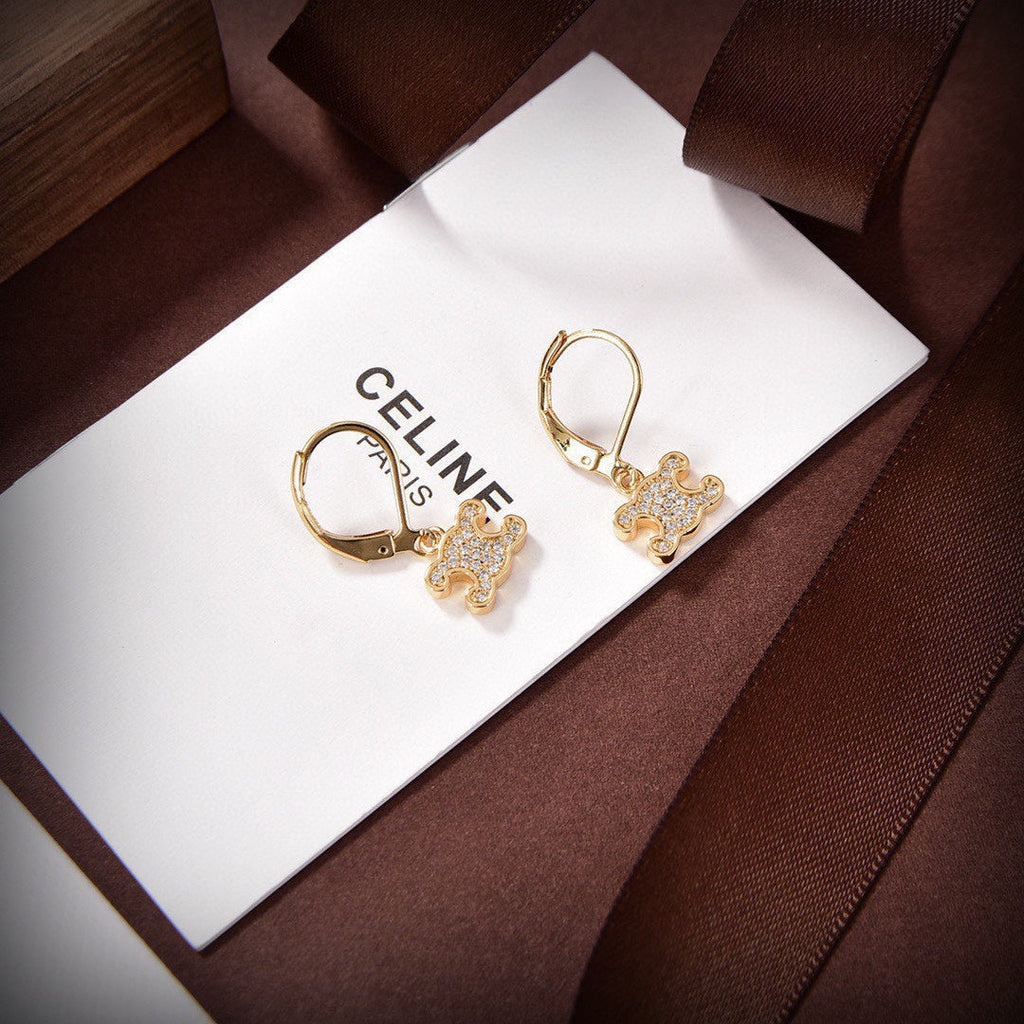 Celine Rhinestone 18K Gold Earrings product image 7, provided for visual reference and product detail review