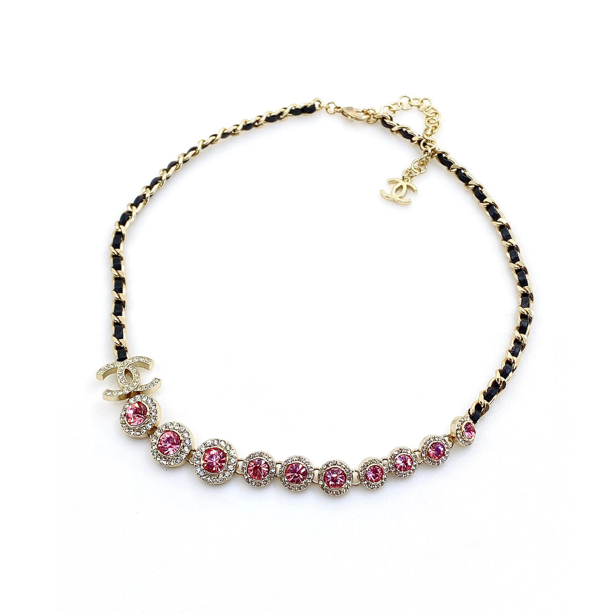 Chanel Leather Choker 18K Gold Necklace product image 1, provided for visual reference and product detail review