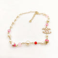 Chanel Pink & White Pearls 18K Gold Necklace product image 1, provided for visual reference and product detail review