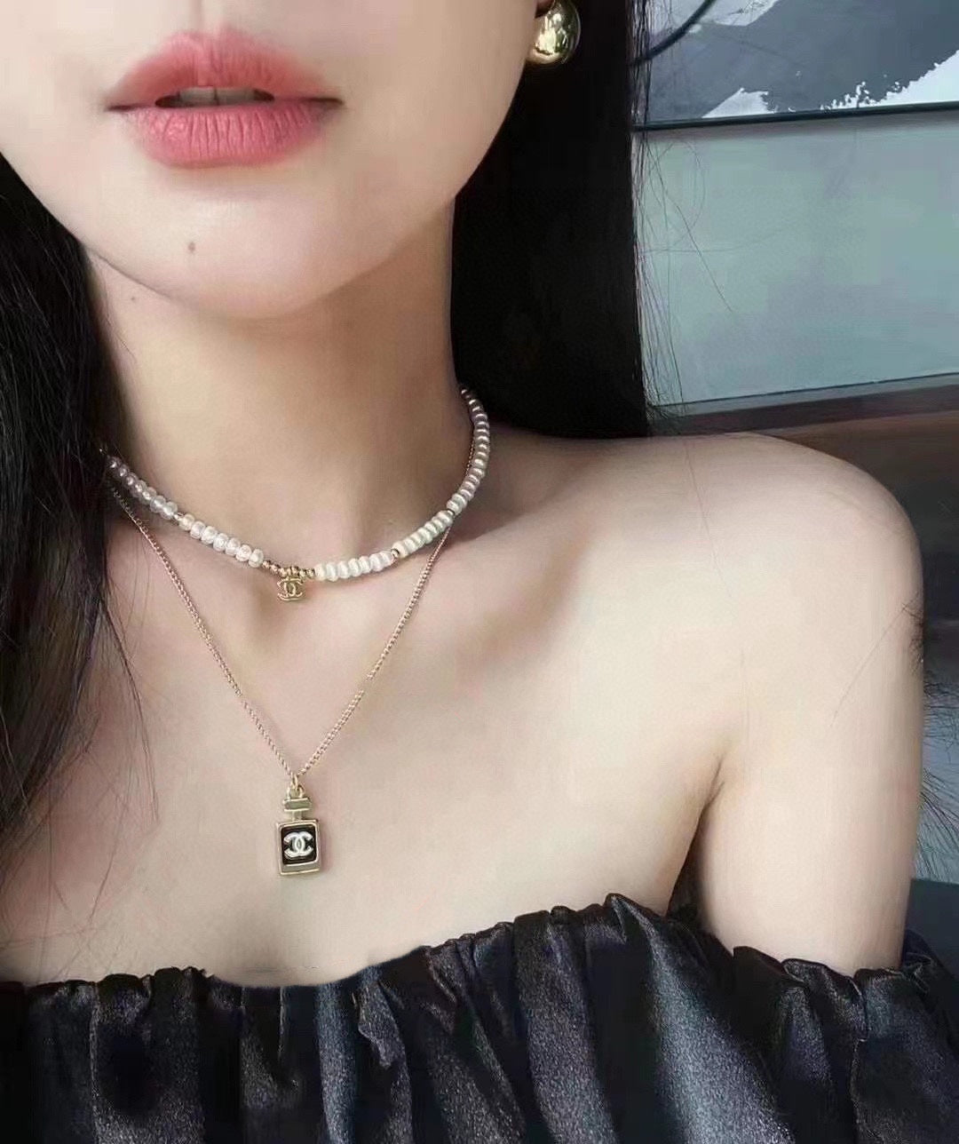 Chanel Perfume Bottle 18K Gold Necklace product image 2, provided for visual reference and product detail review