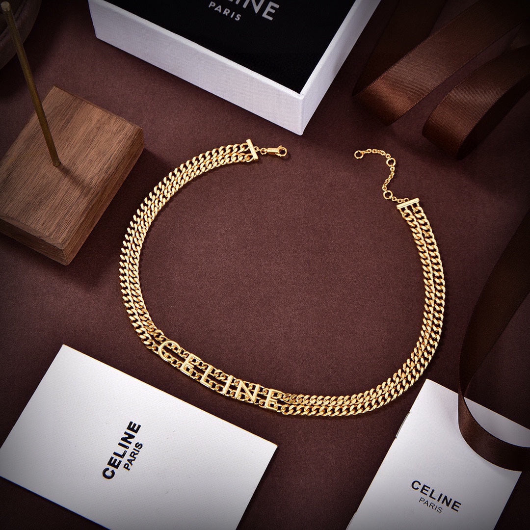 Celine Gourmette 18K Gold Necklace product image 2, provided for visual reference and product detail review