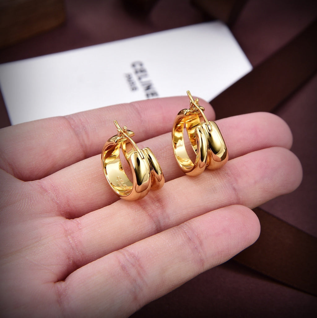 Celine Formes Abstraites Hoops 18K Gold Earrings product image 2, provided for visual reference and product detail review