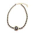 Chanel Rhinestone Leather Choker 18K Gold Necklace product image 1, provided for visual reference and product detail review