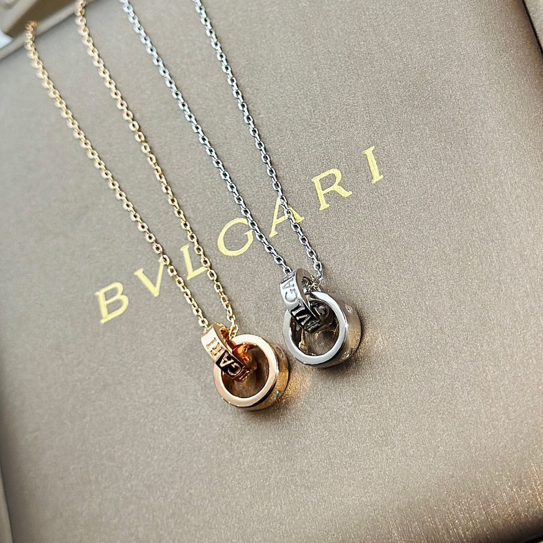 Bvlgari Two Rings 18K Gold Necklace product image 2, provided for visual reference and product detail review