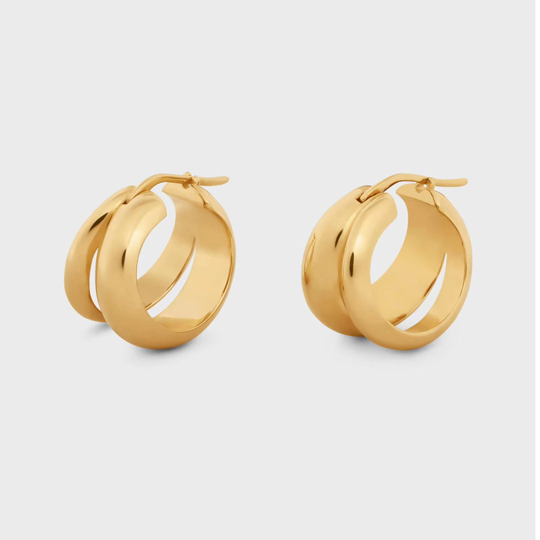 Celine Formes Abstraites Hoops 18K Gold Earrings product image 1, provided for visual reference and product detail review