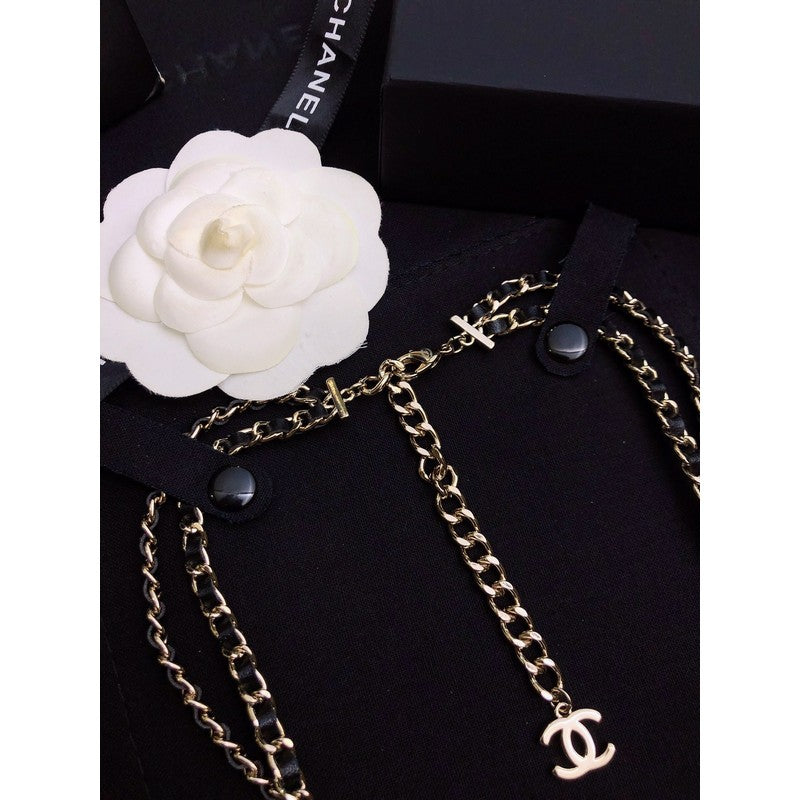 Chanel Long Leather 18K Gold Necklace product image 2, provided for visual reference and product detail review