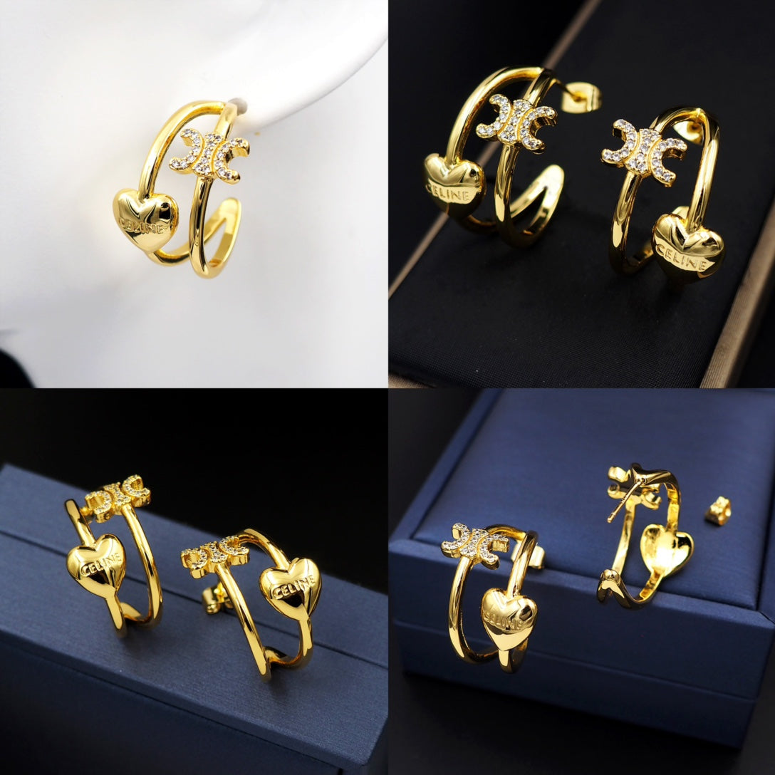 Celine Heart 18K Gold Earrings product image 3, provided for visual reference and product detail review