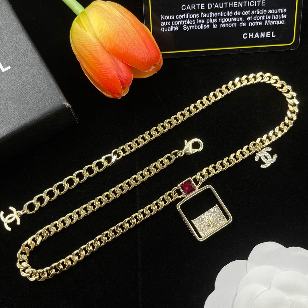 Chanel Bag Pendant Chain 18K Gold Necklace product image 2, provided for visual reference and product detail review
