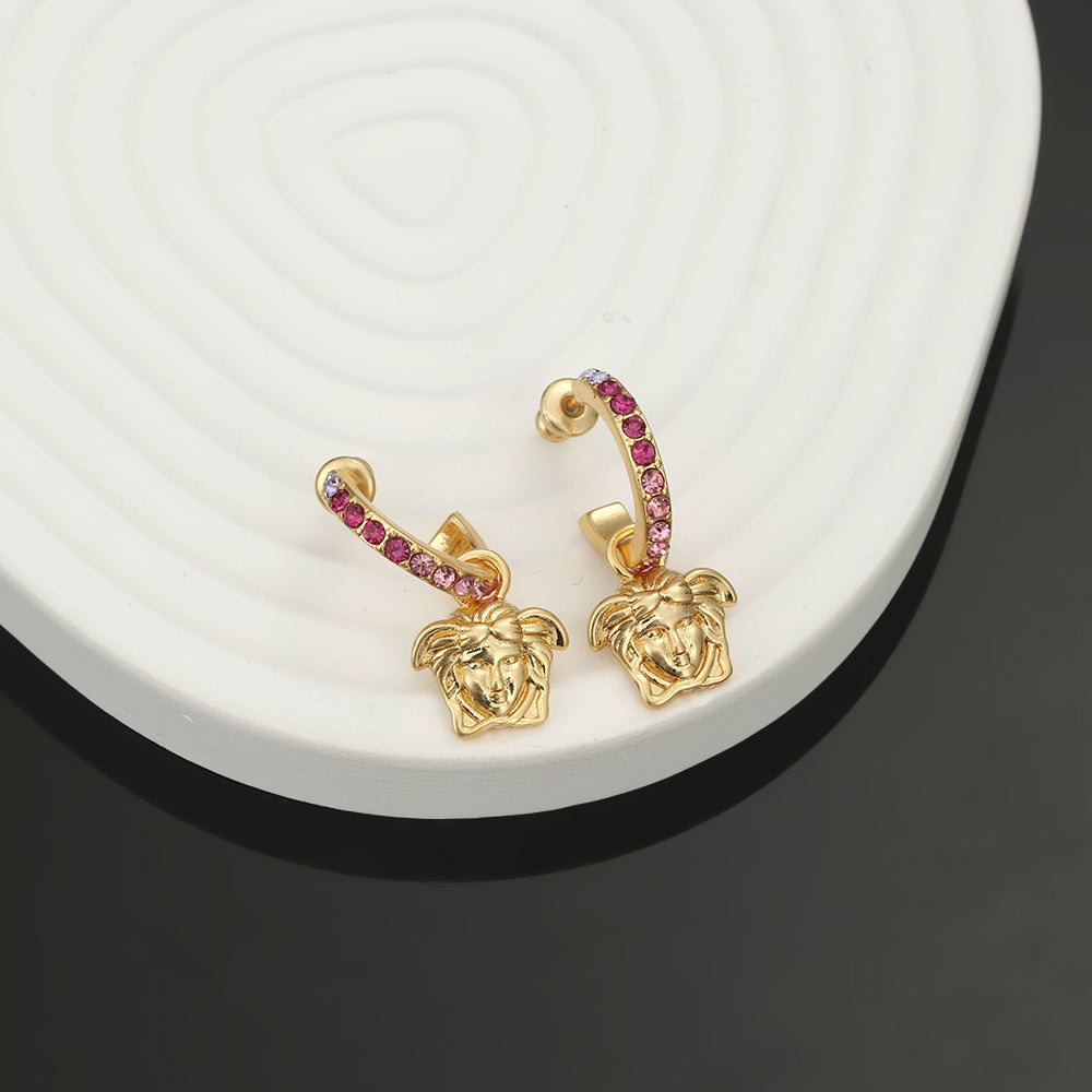 Ver Pink Crystals 18K Gold Earrings product image 3, provided for visual reference and product detail review