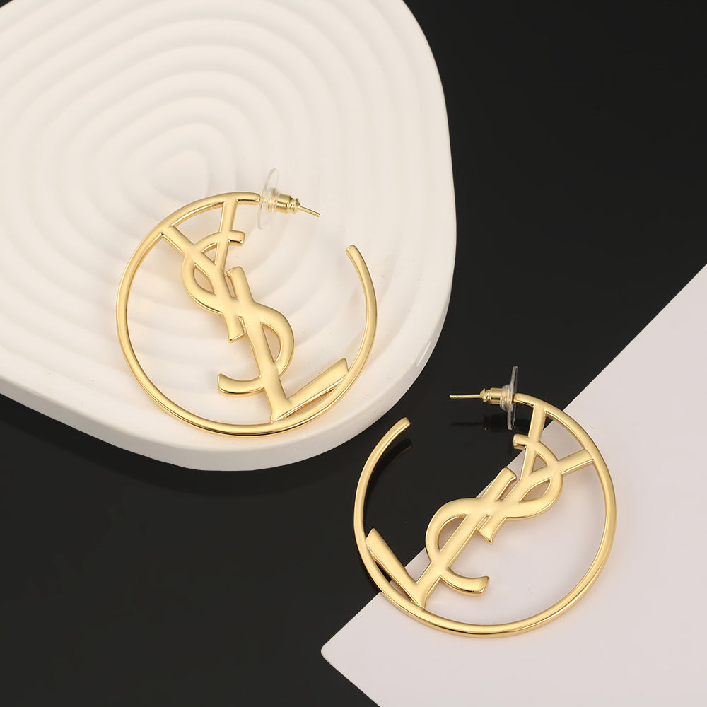 YSL Monogram 18K Gold Earrings product image 2, provided for visual reference and product detail review