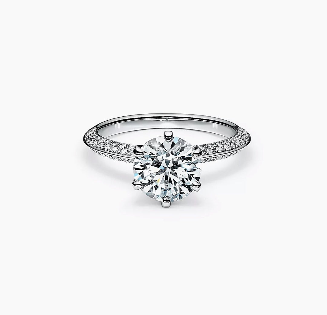 Tiffany Pave Tiffany Setting Engagement 18K Gold Ring product image 1, provided for visual reference and product detail