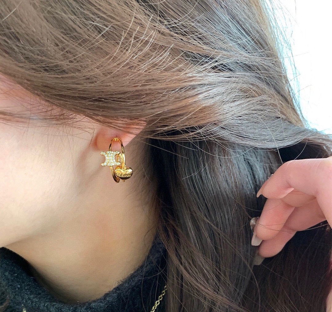 Celine Heart 18K Gold Earrings product image 2, provided for visual reference and product detail review