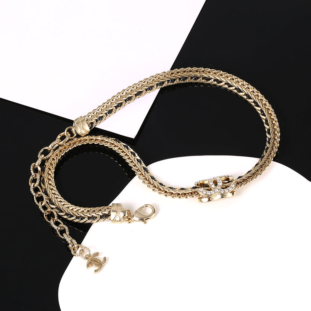 Chanel Strass Chain Choker 18K Gold Necklace product image 2, provided for visual reference and product detail review