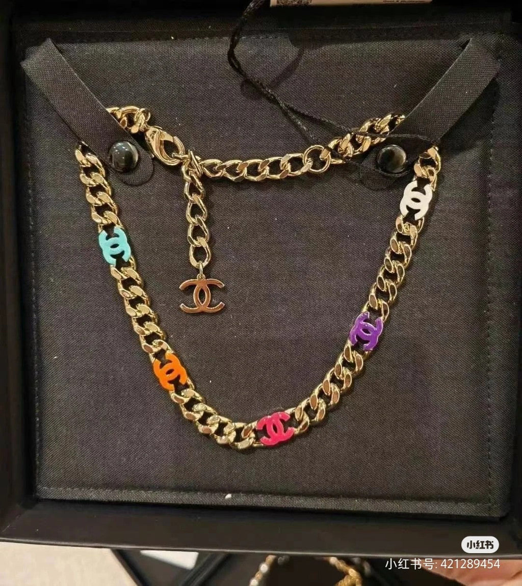 Chanel Color Logo Chain 18K Gold Necklace product image 1, provided for visual reference and product detail review