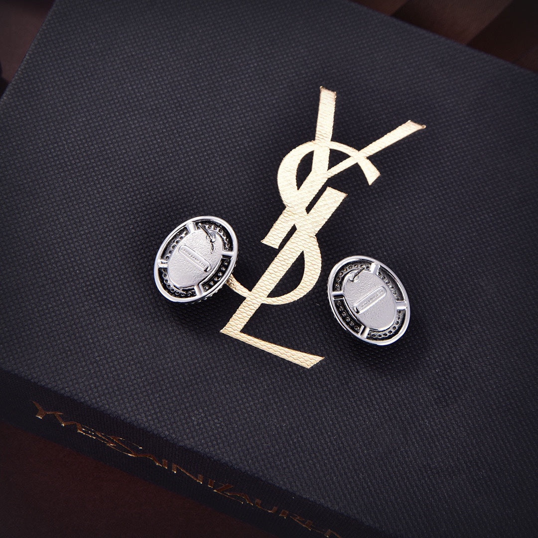 YSL Black Crystal 18K Gold Earrings product image 2, provided for visual reference and product detail review
