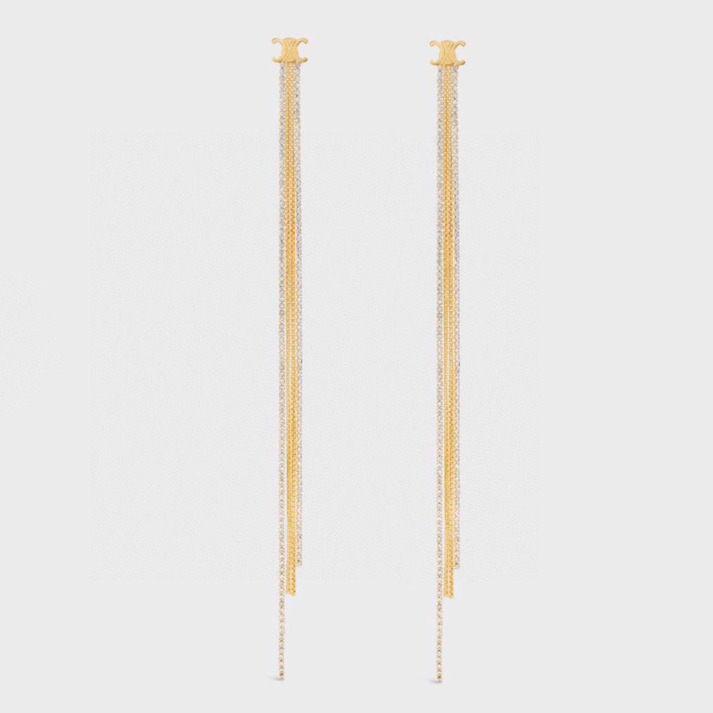 Celine Diamonds Long 18K Gold Earrings product image 1, provided for visual reference and product detail review
