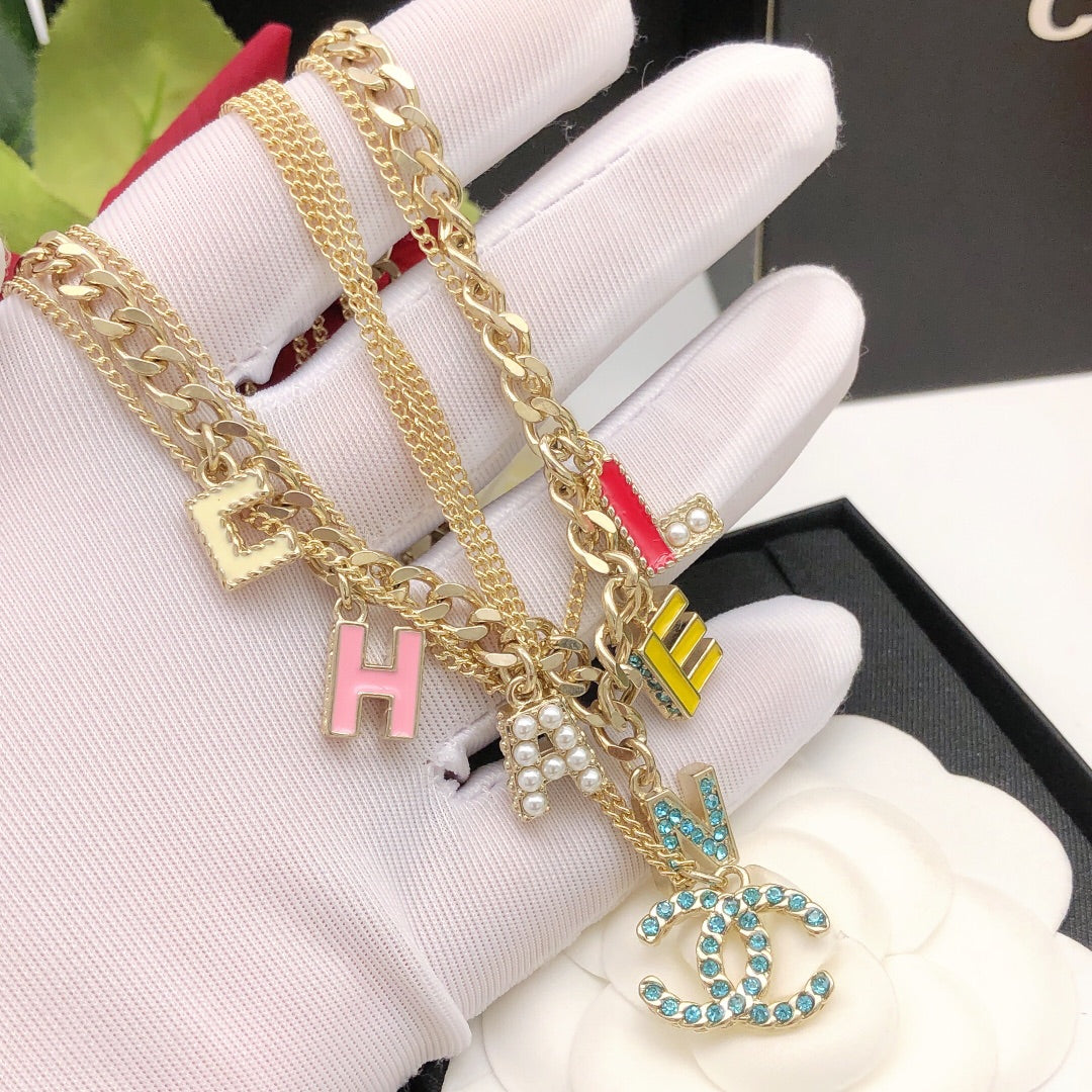 Chanel Color Typo 18K Gold Necklace product image 4, provided for visual reference and product detail review