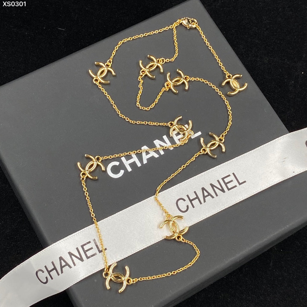 Chanel Multi-Logo 18K Gold Necklace product image 2, provided for visual reference and product detail review
