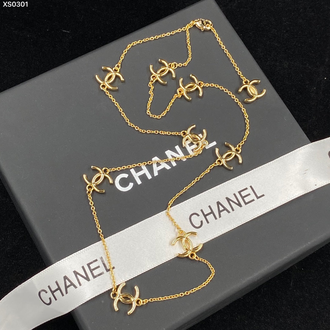 Chanel Multi-Logo 18K Gold Necklace product image 2, provided for visual reference and product detail review