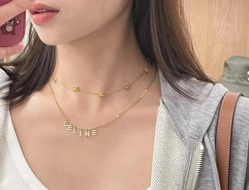 Celine Paris Strass Crystals 18K Gold Necklace product image 2, provided for visual reference and product detail review