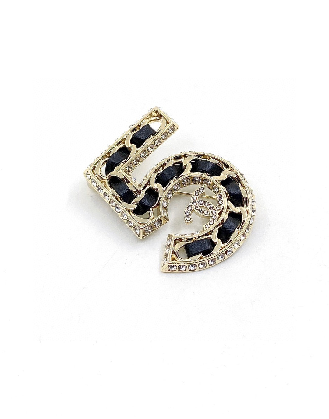 Chanel No.5 Strass 18K Gold Brooch product image 2, provided for visual reference and product detail review