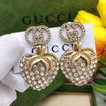 Gucci Double Crystal Strawberry Pendant 18K Gold Earrings product image 1, provided for visual reference and product detail
