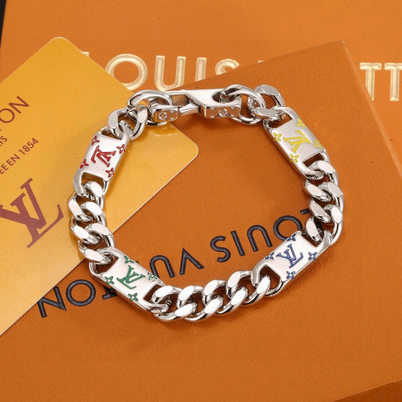 Louis Vuitton Monogram Color Logo Chain 18K Gold Bracelet product image 2, provided for visual reference and product detail