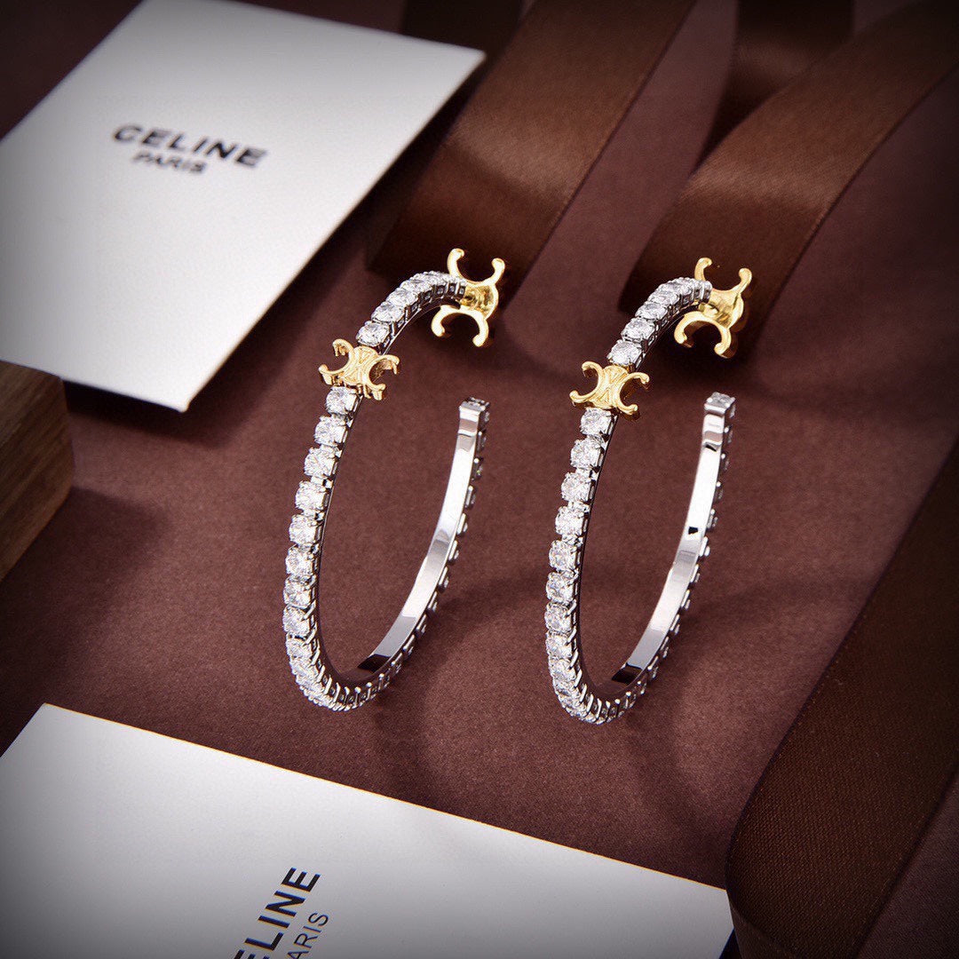 Celine Diamonds Hoops 18K Gold Earrings product image 1, provided for visual reference and product detail review