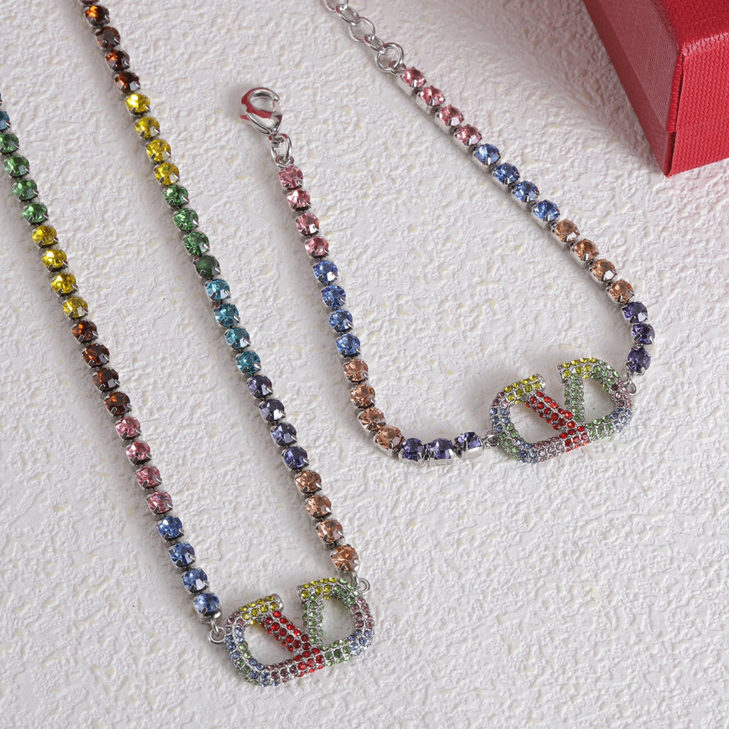 Valentino Multi-Color Crystals 18K Gold Necklace product image 2, provided for visual reference and product detail review